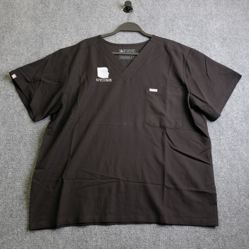 FIGS Scrub Top Mens XL Black NYCOMS Medical Nursing Uniform V-Neck FM1500